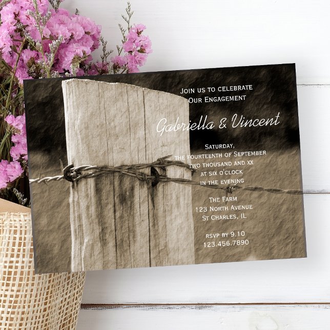 Rural Fence Post Country Farm Engagement Party Invitation (Creator Uploaded)