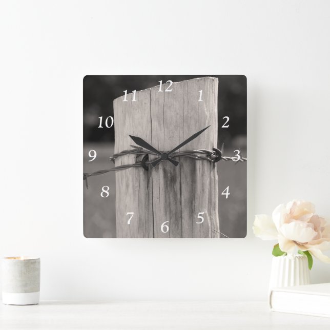 Rural Fence Post Country Farm Square Wall Clock (Home)