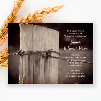 Rural Fence Post Country Junior / Senior Prom Invitation