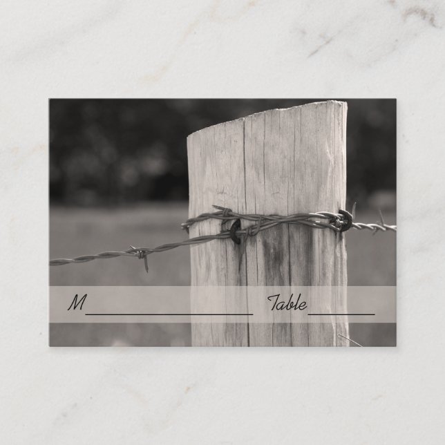 Rural Fence Post Country Ranch Wedding Place Card (Front)