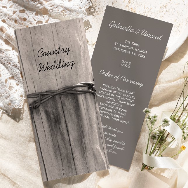 Rural Fence Post Country Ranch Wedding Program Programme (Creator Uploaded)