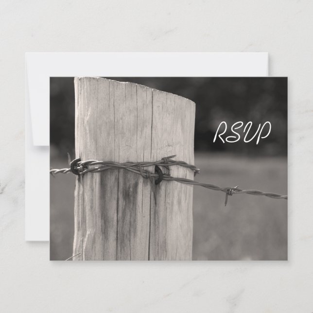 Rural Fence Post Country Ranch Wedding RSVP (Front)
