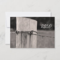 Rural Fence Post Country Ranch Wedding RSVP Card