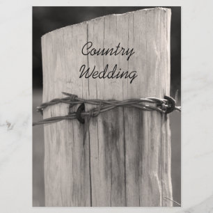 Rural Fence Post Country Wedding Program Programme