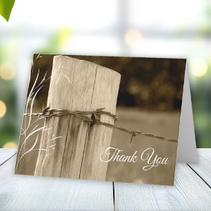 Rural Fence Post Funeral Memorial Sympathy Thank You Card