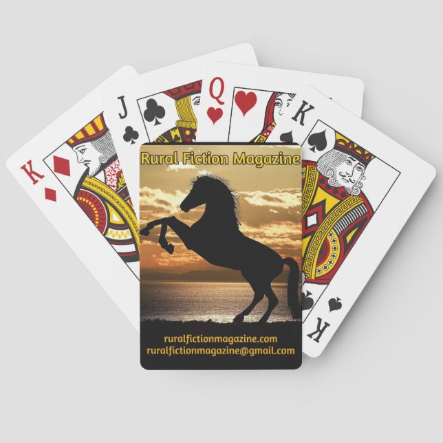 Rural Fiction Magazine horse with sunset Playing Cards (Back)