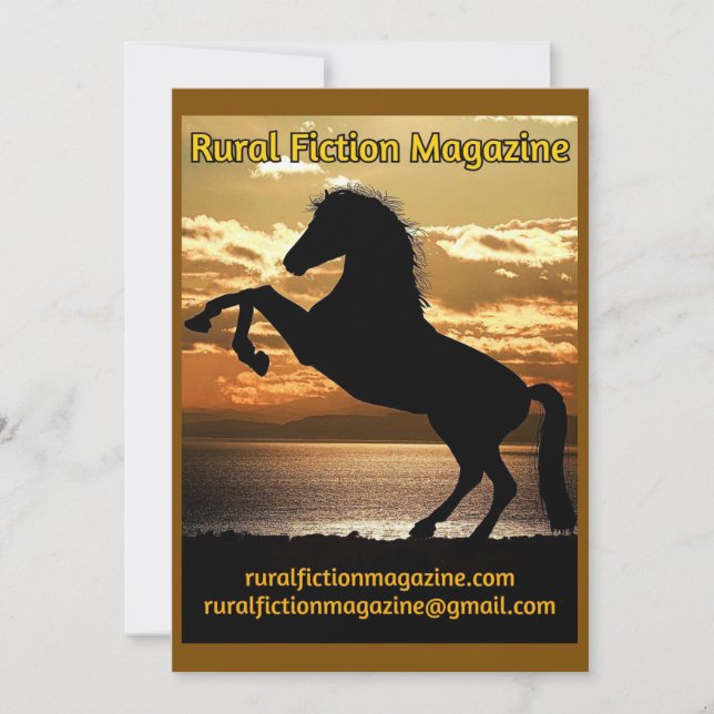 Rural Fiction Magazine Logo horse and sunset Holiday Card (Front)