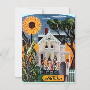 Rural Gathering Sunflower Retirement Invitation