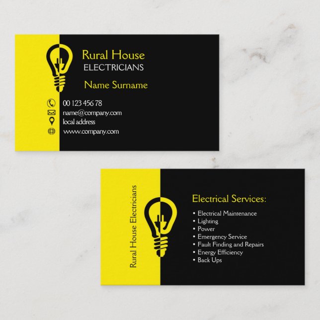 Rural house electricians business card (Front/Back)