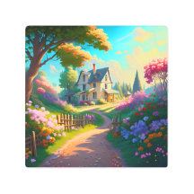 rural house with flowers garden 