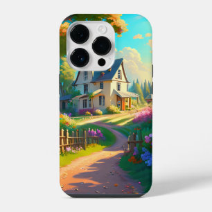 rural house with flowers garden  iPhone 14 pro case