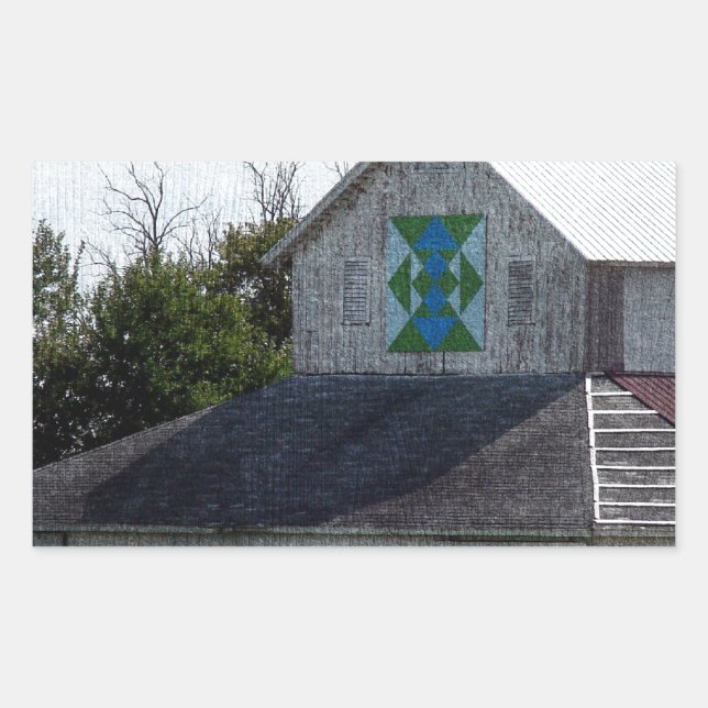 Rural Iowa Barn With A Quilt Rectangular Sticker (Front)