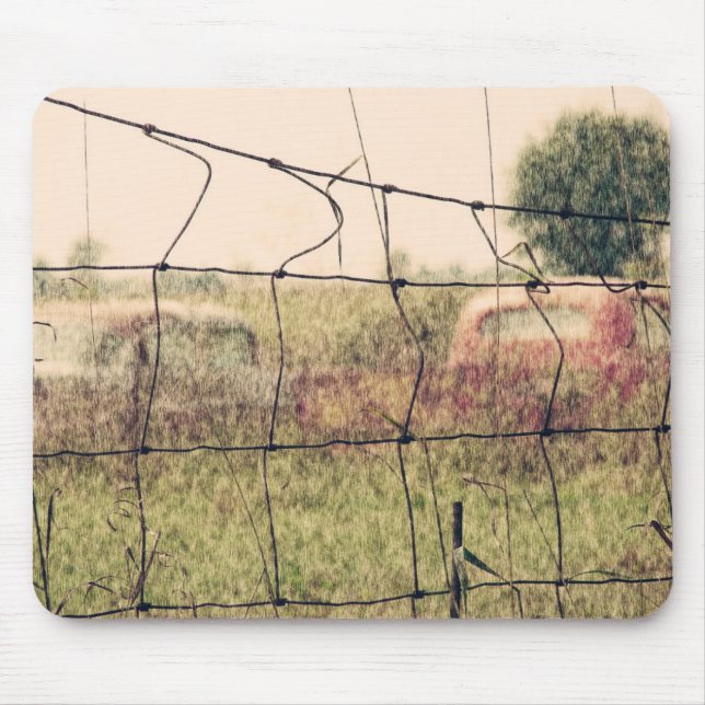 Rural Junkyard, Vechicles Rusting Away in a Field Mouse Mat (Front)