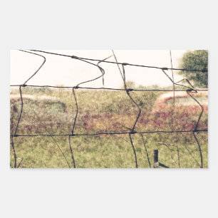 Rural Junkyard, Vechicles Rusting Away in a Field Rectangular Sticker