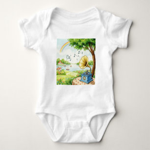 Rural landscape baby bodysuit