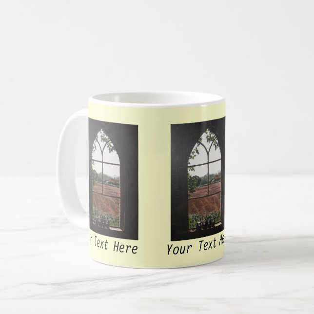 rural landscape view from church window coffee mug (Front Left)
