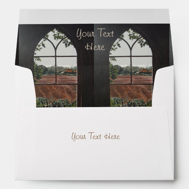 rural landscape view from church window envelope (Back (Bottom))