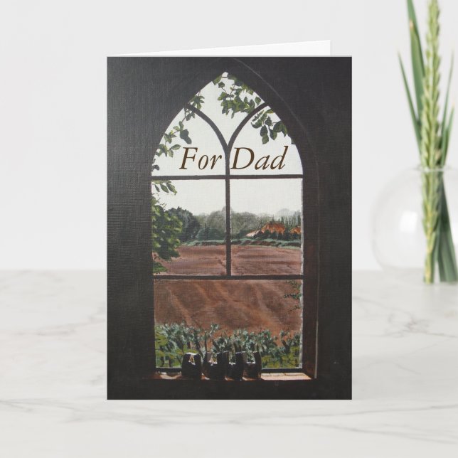Rural landscape view from church window for dad card (Front)
