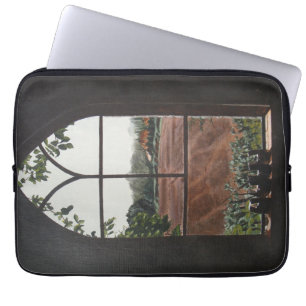 rural landscape view from church window  laptop sleeve