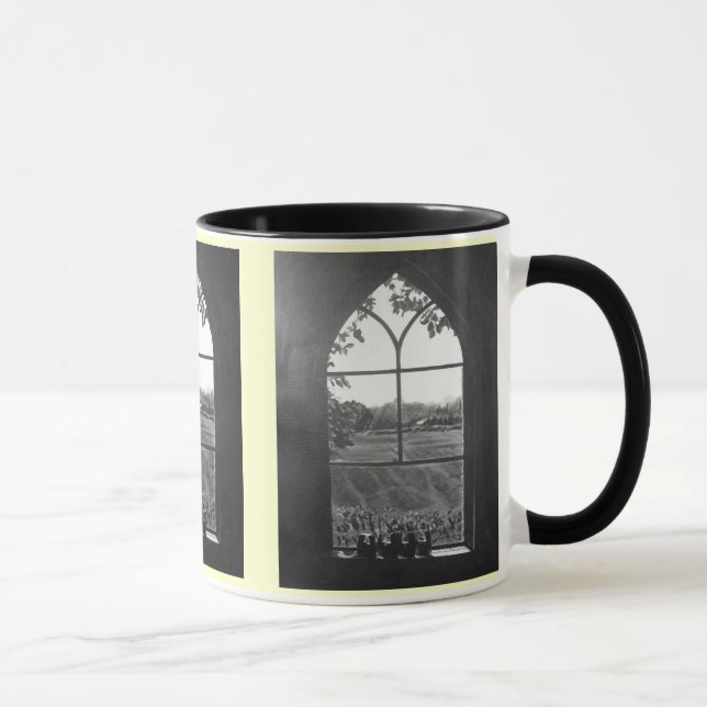 Rural landscape view from church window mug (Right)