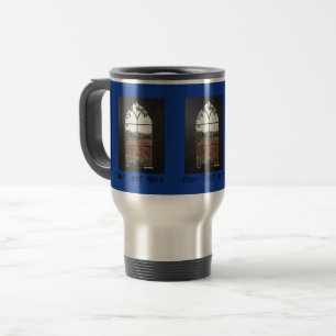 Rural landscape view from church window travel mug