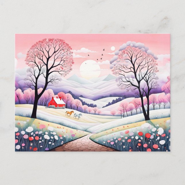 Rural Landscape Winter to Spring Transition Postcard (Front)
