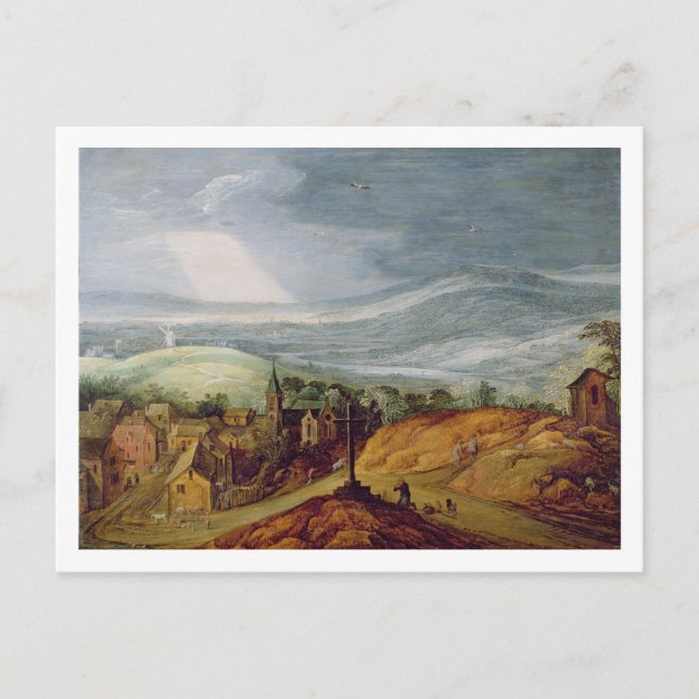 Rural Landscape with a Pilgrim Kneeling Before the Postcard (Front)