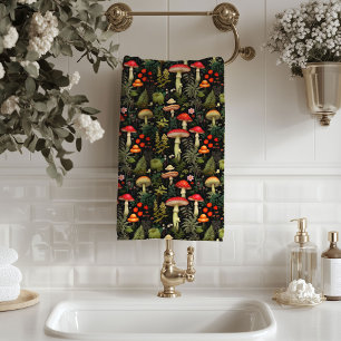 Rural Life Bath Towel Mushrooms in Warm Colours