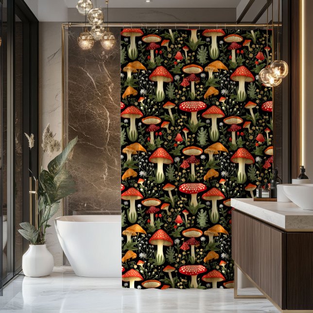 Rural Life Curtain Mushrooms in a Rustic Palette (Rural Life Curtain Mushrooms in a Rustic Palette)