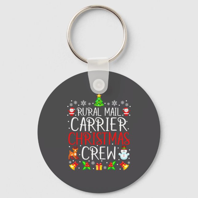 Rural Mail Carrier Christmas Crew Matching Xmas Ma Key Ring (Front)