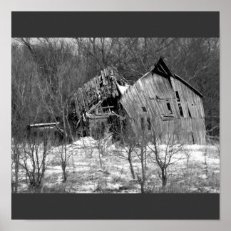 Rural Nebraska Barn B&W Poster