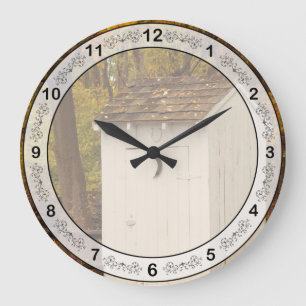 Rural - Outhouse - When nature calls Large Clock