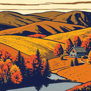 Rural Panorama in Warm Pastel Colours Country Styl Poster