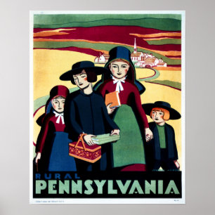 RURAL PENNSYLVANIA Vintage Tourism Advertising WPA Poster