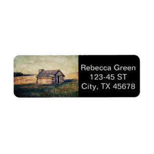 Rural prairie Primitive western country log cabin