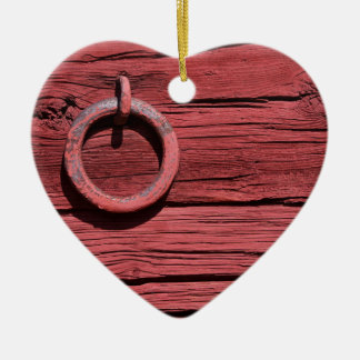 Rural Red Wooden Barn Wall Romantic Heart Ceramic Tree Decoration