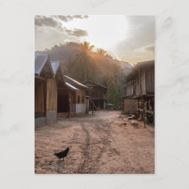 Rural Riverside Village on Mekong River, Laos Postcard (Front)