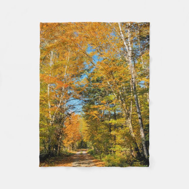 Rural Road Autumn Colours New Hampshire Fleece Blanket (Front)