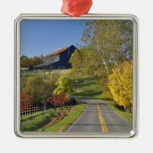 Rural road through Bluegrass region of Kentucky Metal Tree Decoration