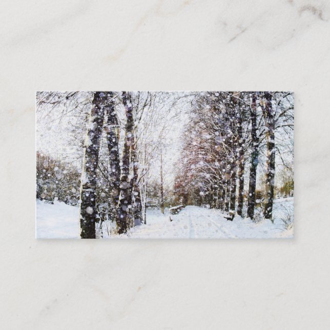 Rural Road Trees Snow Landscape Photo Cards (Front)