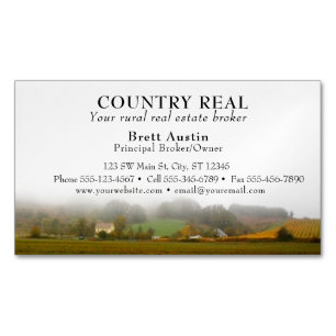 Rural Rustic Country Real Estate Broker Agent Magnetic Business Card