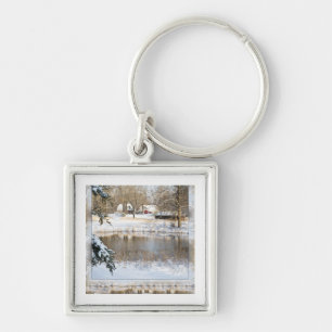 Rural Snow Scene Key Ring