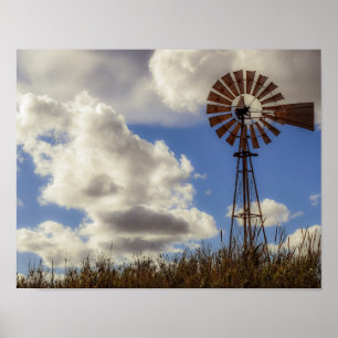 Rural Windmill Country Poster