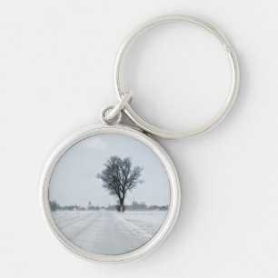 Rural winter road key ring