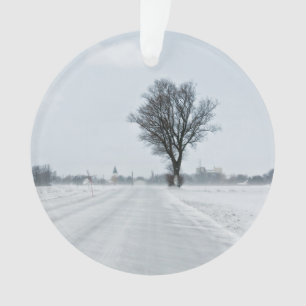 Rural winter road ornament