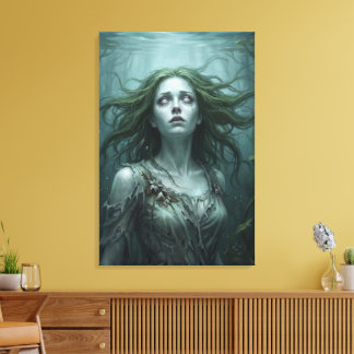 Rusalka Floating in Stagnant Pond Canvas Print