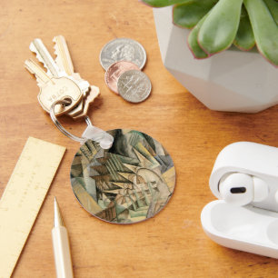 Rush Hour, New York by Max Weber, Vintage Cubism Key Ring