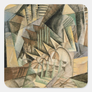 Rush Hour, New York by Max Weber, Vintage Cubism Square Sticker