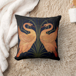  Rush Iris Crane Black Green Gold Cushion