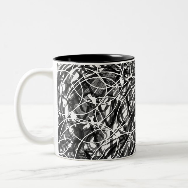 Rush of Time Abstract Art Two-Tone Coffee Mug (Left)